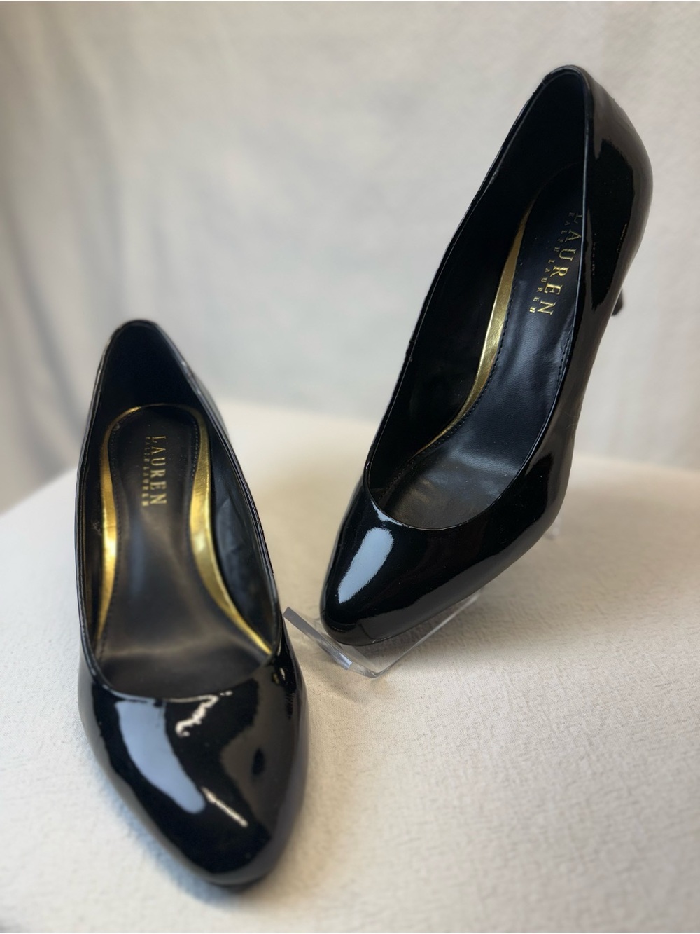 Classic Closet Staple Ralph Lauren Harper Black Patent Leather Pumps. 2.5” Heel
